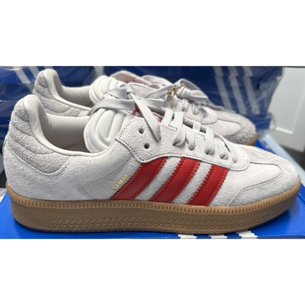 Adidas SAMBA XLG Shoes Men's 13 / Women's 14 White with Red Stripes - New in Box